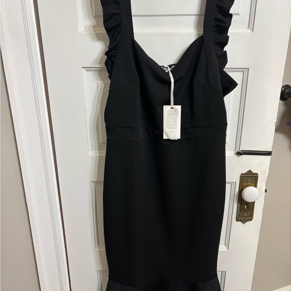 Grace Karin Black Sheath Mini Dress Square Neck Sleeveless